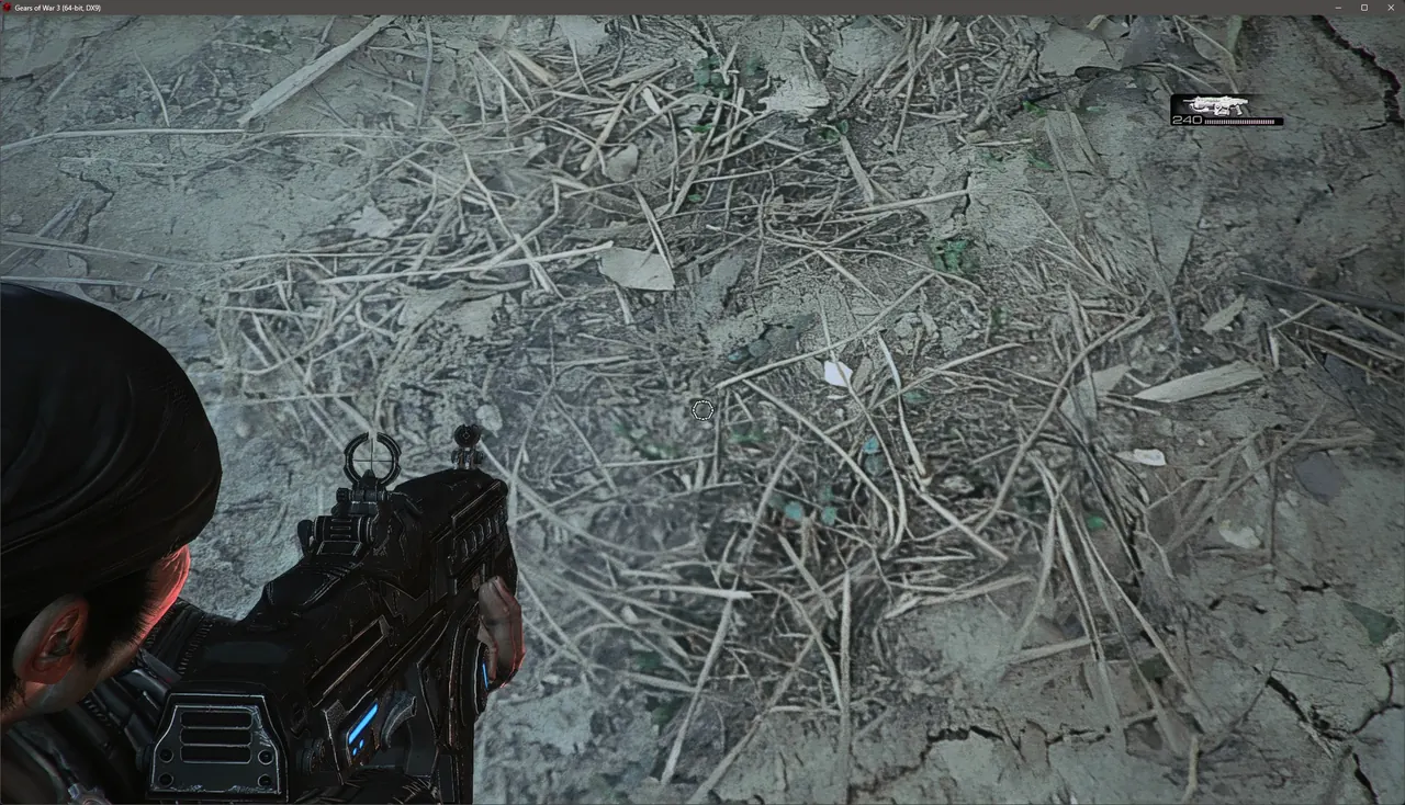 Gears of War 3 with the HD Textures Pack: rubble and debris on the ground