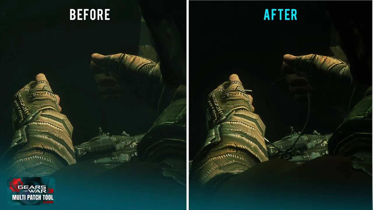 Before and after: Dom's COG tags in the Mercy mausoleum cinematic