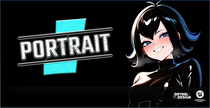 PortraitZ by DryreL Design for Unreal Engine: an animated 2D character with a confident smile